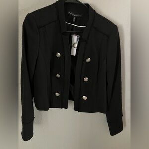 White House Black Market Black Blazer with Silver Buttons